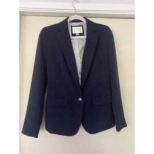 A New Day Black Tailored Blazer Women's Size 2 Pinstripe Lining Button Cuffs